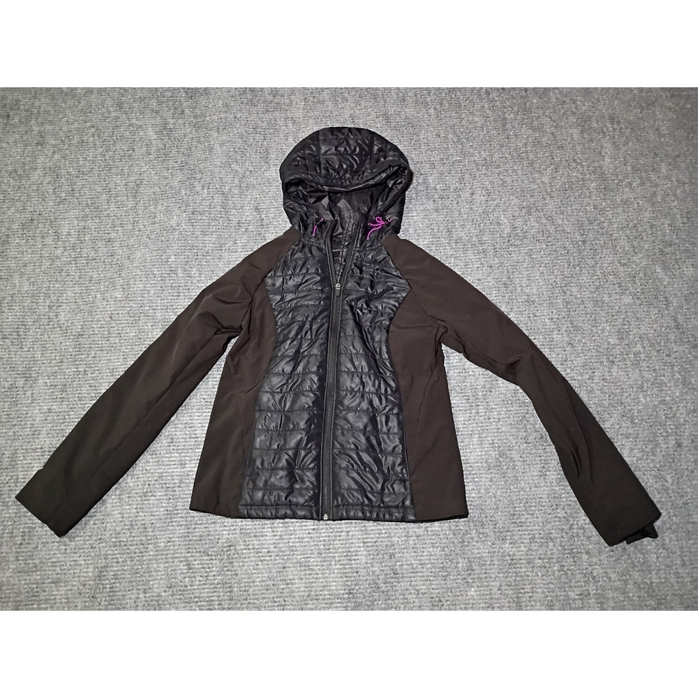 Xersion Women's Black And Purple Lightweight Hybrid Puffer Jacket Size Medium